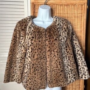 Vintage Nina Leonard Brown Leopard Teddy Jacket